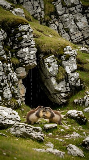 After the rain stopped, a loving marmot couple was discovered in a crevice between rocks 🧡