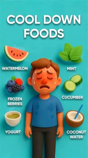 ☀️ Feeling the heat? Cool your body from the inside out! When temperatures rise, your body works overtime to regulate itself — that’s when cooling foods come to the rescue. These hydrating, nutrient-rich options help lower internal body temperature, prevent dehydration, and keep you feeling light and energized. 🌿 Here’s your list of natural cool-down heroes: 🥒 Cucumber – packed with water and antioxidants, keeps your skin fresh and hydrated. 🍉 Watermelon – high in electrolytes and vitamins, p