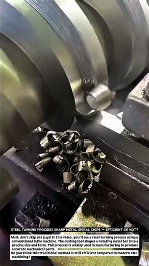 Steel Turning Process! Sharp Metal Spiral Chips — Efficient or Not?.
