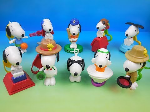 2018 PEANUTS SNOOPY SET OF 10 McDONALDS HAPPY MEAL COLLECTION TOYS VIDEO REVIEW