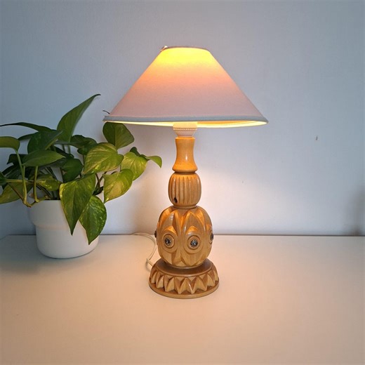 Vintage Hand-carved Birch Wood Table Lamp – Unique Scandinavian Folk Art Design – Mid-century Modern Boho Decor - Etsy UK