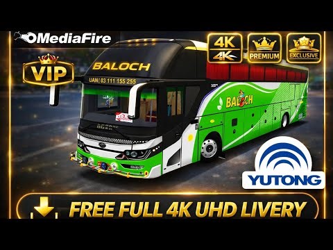 Baloch new nova bus livery || yutong bus livery || bussid