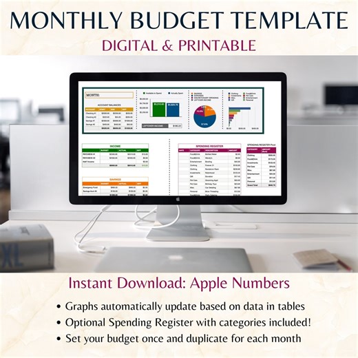 Apple Numbers Budget Template: Digital Finance Planner (printable) - Etsy