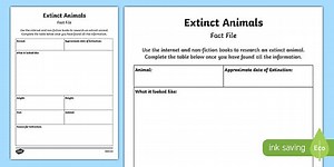 Extinct Animal Fact File Worksheet Pack