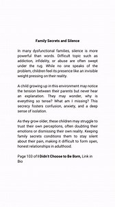 ⚠️Interpersonal Dynamics The way parents interact with each other profoundly influences the emotional atmosphere of a household. Marital conflict, power struggles, and toxic relationship dynamics create an environment filled with tension and unpredictability. Imagine a home where arguments simmer beneath every conversation, where a child learns to tiptoe around their parents to avoid setting off another explosive fight. Over time, they internalize the belief that their own emotions and needs are