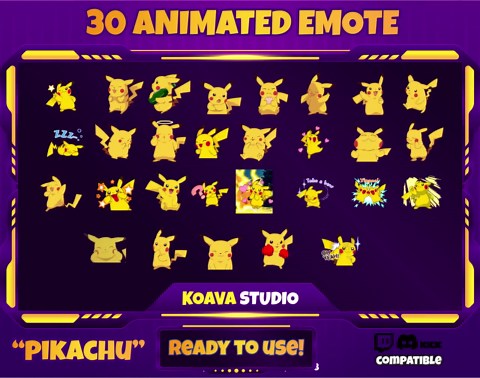 Animated Pikachu Twitch Emotes: Kawaii Streamer Pack (digital Download - Etsy