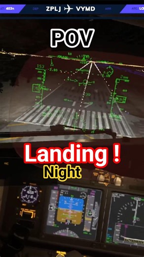 🛬🔥 night landing b737 pov xplane 12 VR with HUD #shorts
