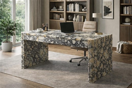 Handmade Calacatta Viola Marble Desk, Fluted Office Table, Custom Order - Etsy