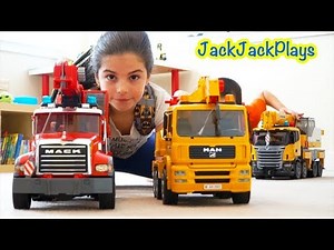 Fishing with Huge Crane Toys! ! Bruder Truck Pretend Play for Kids! | JackJackPlays