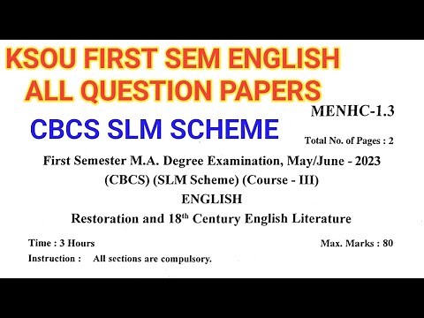 KSOU MA ENGLISH | First SEM Question Papers | External| CBCS | SLM Scheme