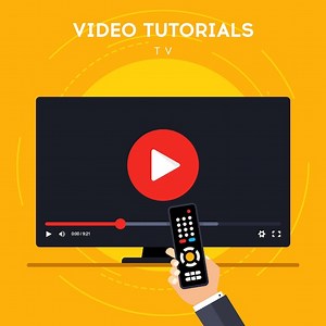 Premium Vector | Video tutorials distance education on smart tv with remote control vector illustration