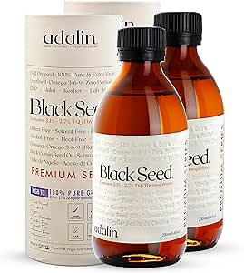 adalin Black Seed Oil Liquid 16.8 fl oz | Nigella Sativa Seed Oil | High Thymoquinone | Cold Pressed | Glass Bottle | Blackseed | Vegan | Gluten Free