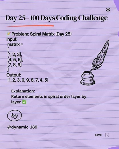 Day 25 | Spiral Matrix Explained 🔄 | 100 Days of Java DSA Challenge #shorts #ytshorts