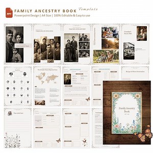 Family Ancestry Book Template: Customizable Genealogy Journal (PPT, Digital Download) - Etsy