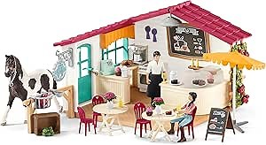 Schleich Horse Club 66-Piece Horse Rider Café Playset with Horse Toy and Horse Accessories for Kids Ages 5-12
