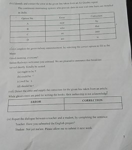 (ivi) Identify and correct the error in the given line taken fr... | Filo