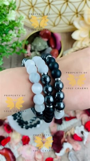 Triple Protection Crystal Bracelet: Obsidian, Selenite, Hematite, Howlite, Lava Stone - Etsy