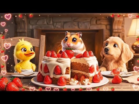 Cute Hamster, Puppy & Duck Cake Scene 🐹🐶🐥 | Viral AI Short