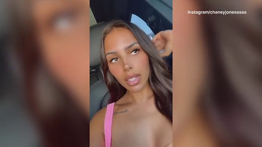 Kanye West's girlfriend Chaney Jones poses in pink sports bra on Instagram
