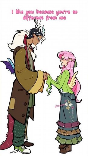 🌸 I like you because you're so different from me 🐉| My Little Pony (Fluttershy x Discord) #mlp #art