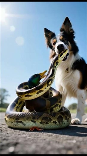 Brave Dog Saves Duck from Python Attack 🐶🦆🔥 True Hero!