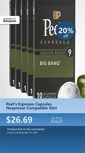 Peet's Espresso Capsules Nespresso Compatible 50ct