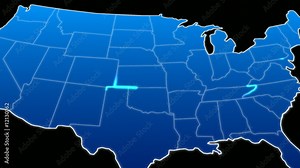 HD animation of united states map