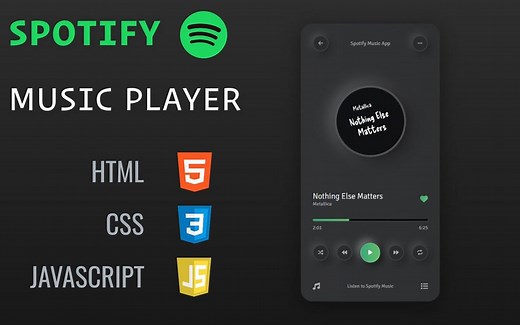使用HTML、CSS和JavaScript创建的Spotify音乐播放器 | 源码下载