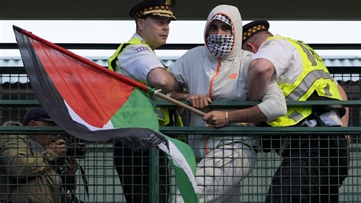 Crowds of pro-Palestinian protesters rally and march outside Democratic convention's 3rd night
