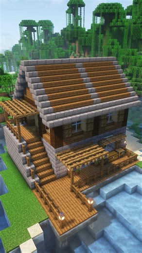 Easy Survival Wood House | Tutorial #minecraft #shorts #gaming #minecraftshorts #minecraftpe