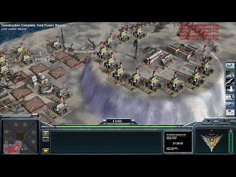Command & Conquer Generals Zero Hour - Usa Laser General 1 vs 7 Hard Generals (Snow Heaven)