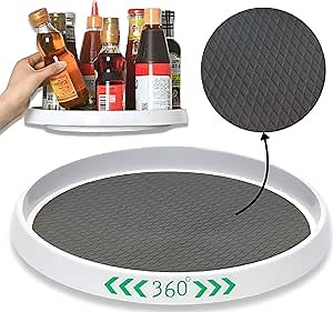 Lazy Susan Turntable Organizer for Kitchen Cabinet, Fridge, Storage, Pantry and Countertop 2 pack, 10 Inch, Heavy-Duty, Non-Slip Ideal for Condiments and Makeup Space Saving Home