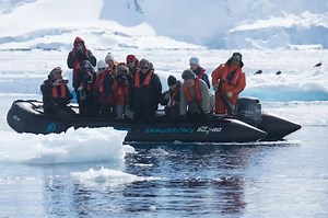 Cierva Cove, #Antarctica the perfect scenario for a Zodiac Cruise among beautiful icebergs and floes. On an island close by we could see #ChinstrapPenguins nesting on its tops and some of them hiking up or sliding down the slopes. But certainly the highlight of the cruise was the #LeopardSeal swimming around the boats, inspecting us all with its curious eyes. Our cameras were just not good enough to capture the excitement that such an encounter caused. Photos by Arjen Drost. | Oceanwide Expediti