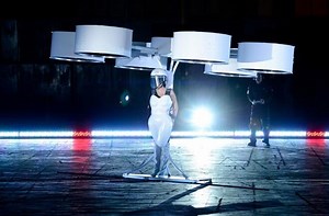 Lady Gaga unveils first ever flying dress at Artpop album fete