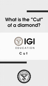 What does the “cut” of a diamond mean? Simply put, the cut of a diamond refers to everything that man has done to convert a rough diamond crystal into a finished gemstone. And the cut of a diamond determines how big, bright, and lively it appears. Cut is graded on a scale from excellent to poor, with several contributing factors determining the grade. However, the cut of a diamond is not to be confused with the shape. To learn more, check out this video, or contact us in the link in our bio. | I