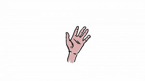 Waving hand animation. Hello or goodbye, friendly welcome gesture. Seamless loop cartoon animation.