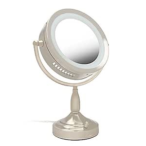 Zadro 11” Dia. Incandescent Lighted Makeup Mirror with Magnification 8X/1X Dimming Desk Mirror with Light 2 20-Watt Bulbs