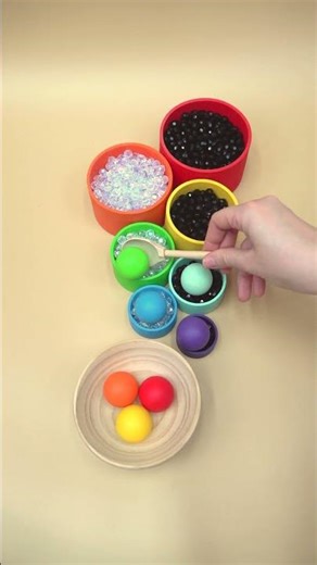 Satisfying Color Match Drops (Wood + Pearls) 🎨🥄 #ASMR #Shorts