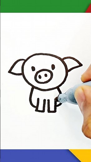 Step-by-Step Pig Drawing Tutorial 😍🌸🐽🐷 #art #drawing #shorts