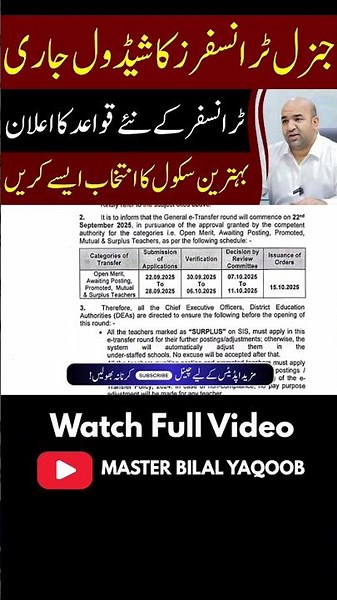 Punjab Teachers General E-Transfer Round 2025 Full Details | Schedule, Rules & Updates