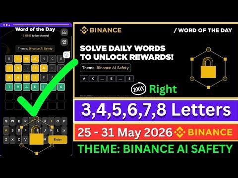 Theme Binance AI Safety WOTD | Binance Crypto WODL Answers Today | All Letters WOTD