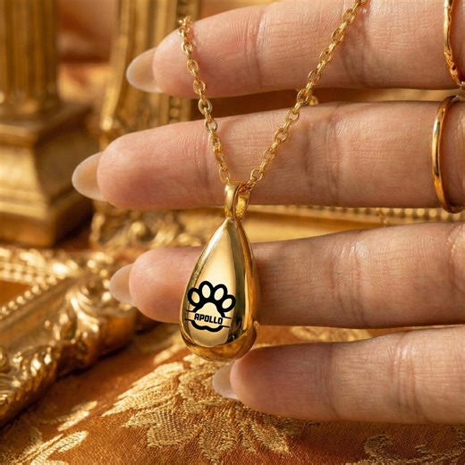 Personalized Pet Memorial Urn Necklace, Paw Print Ash Keepsake Necklace, Custom Dog Cat Cremation Jewelry, Pet Loss Gift, U-427 - Etsy