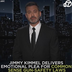 111K views · 5K reactions | "Gun-control laws work, by the way." Jimmy Kimmel gave an emotional speech Wednesday in a plea for stricter gun-safety laws. He was visibly shaken and voiced frustration with politicians who are blocking gun safety legislation that the vast majority of Americans want. https://abc7.la/38SHnvt | ABC7 | Facebook