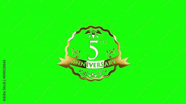 Happy 5th Anniversary Text Animation, 5th Anniversary, Happy Anniversary, 5th Year Wedding Anniversary, Golden 5 Years Anniversary, 5 Years Anniversary Celebration, Celebrate 5th Wedding Party