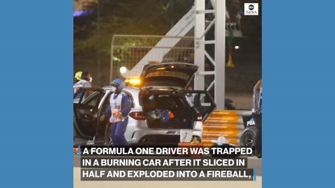 Driver escapes Formula 1 fireball after huge crash