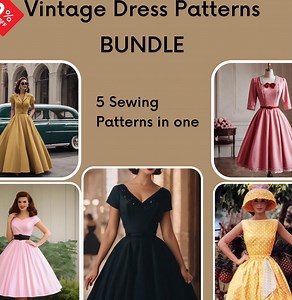 Vintage Dress Sewing Patterns Bundle: 5 Cocktail & Prom Styles (PDF Download) - Etsy