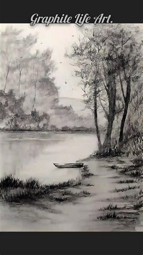 How to Draw a Serene Lake Scene Realistic Pencil Drawing Step by Step #sketchful #landscape #shorts