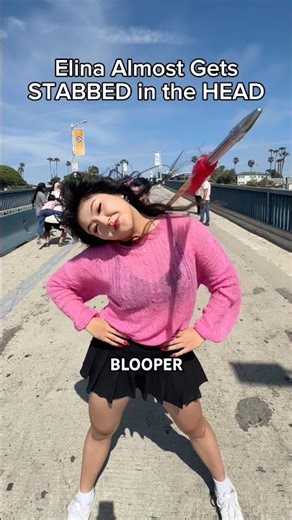 Elina Almost Gets STABBED in the HEAD☠️🥀 #elinameng #martialarts #wushu #kungfu #fails #bloopers