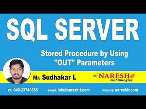 Stored Procedure by Using "OUT" Parameters | MSSQL Training | By Mr.Sudhakar L Video Lecture | Crash Course for Software Development (English)