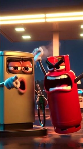 “Gas Cylinder vs Petrol Pump 😄 | Funny Cartoon Story #shorts”